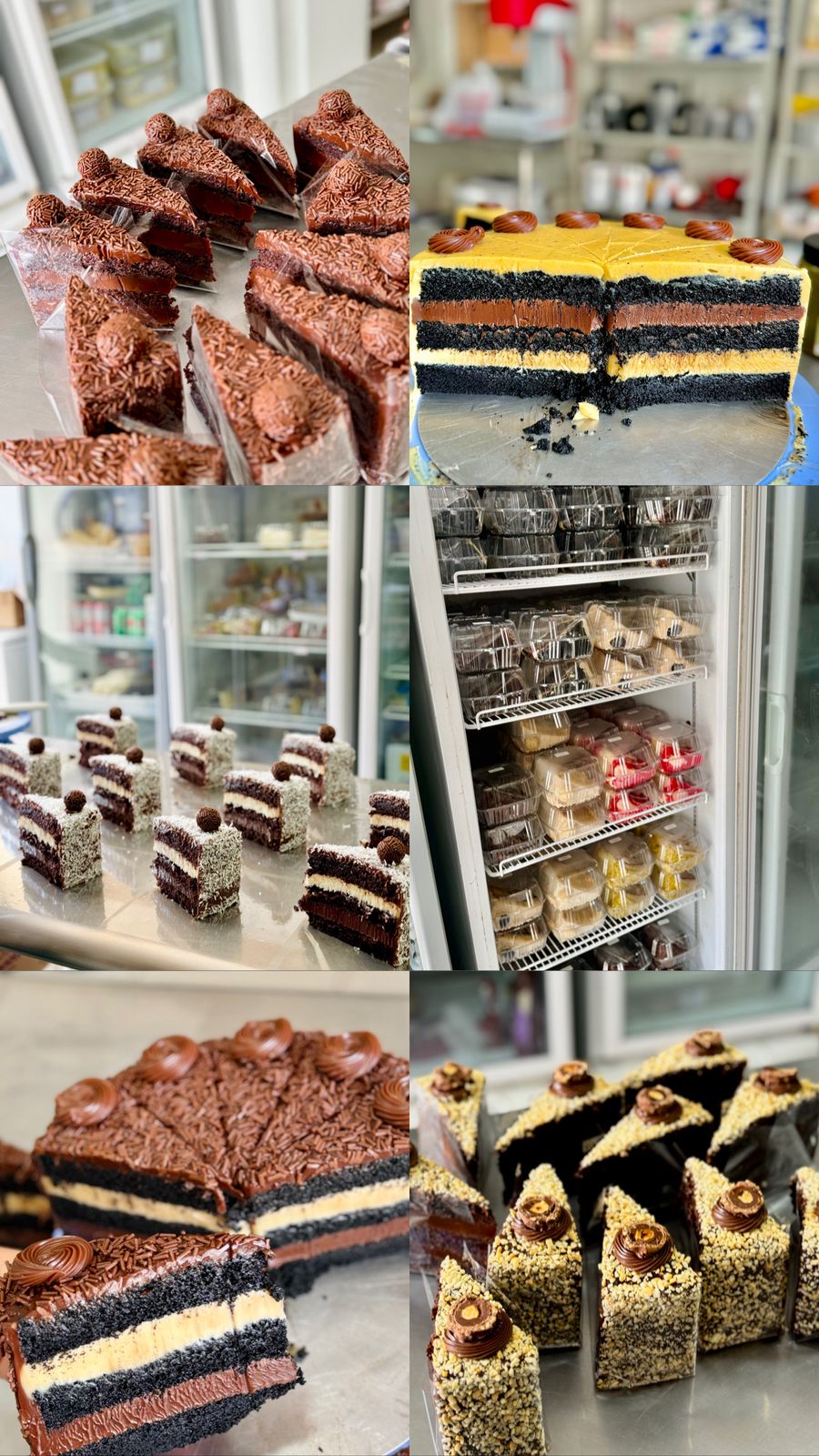 Variedade de fatias em produção