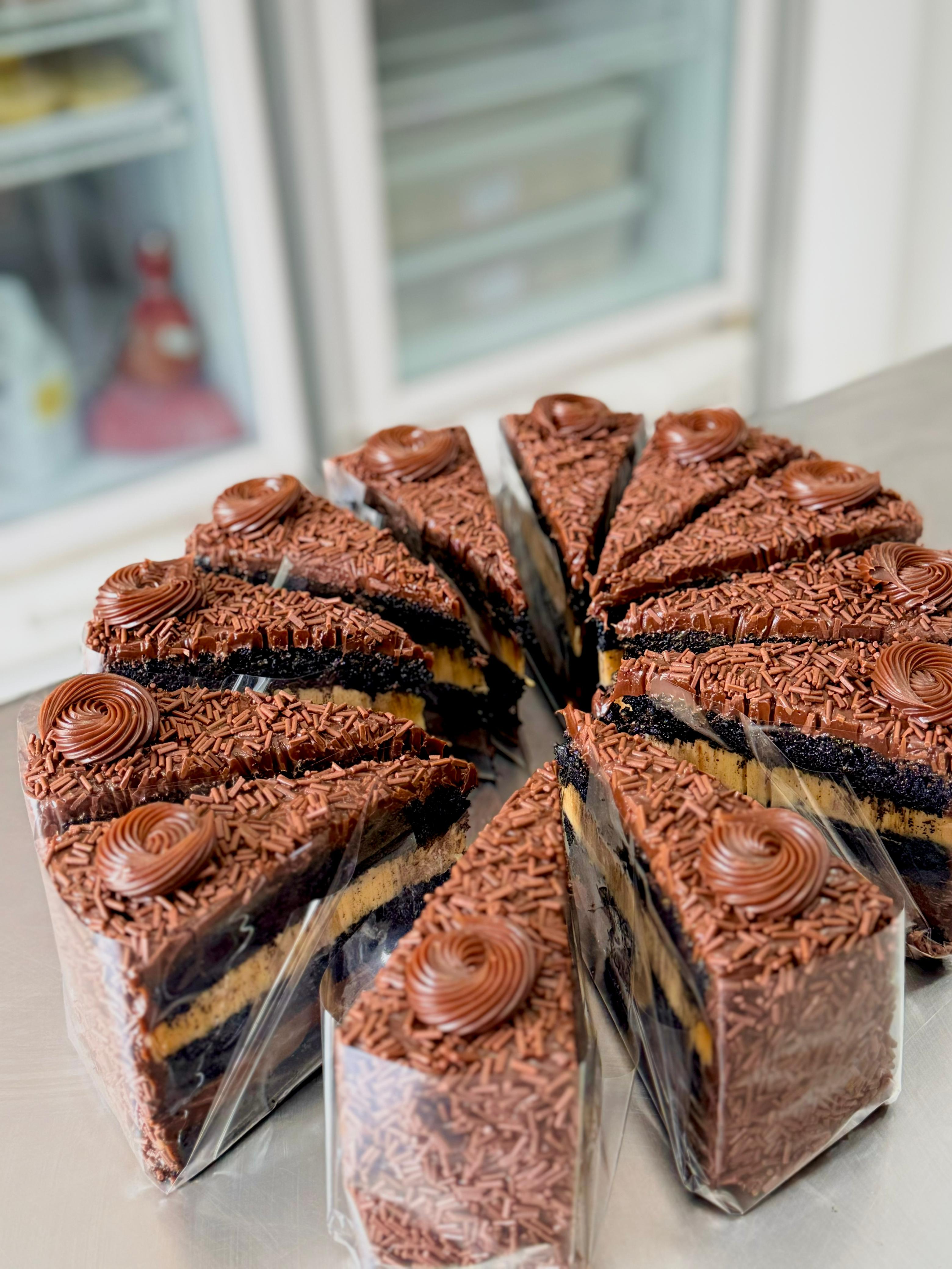 Fatias de chocolate embaladas profissionalmente